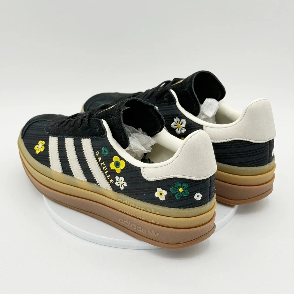 Adidas X Liberty London Gazelle Bold / Size 7.5 Black White Flowers IH1922, NEW